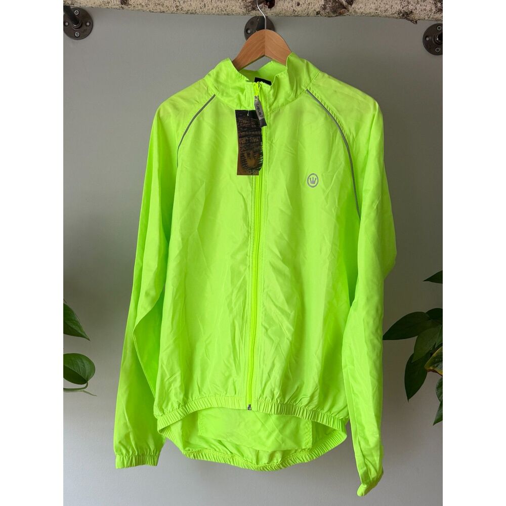 Canari Killer Yellow Cycling Jacket Reflective Piping Microlight Shell Mens Lrg